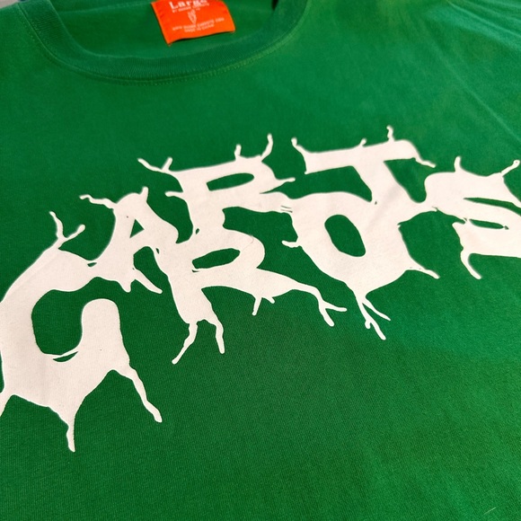 Anwar Carrots Digger Logo Green Tee T-Shirt in 100% Cotton Size Large - Picture 3 of 6